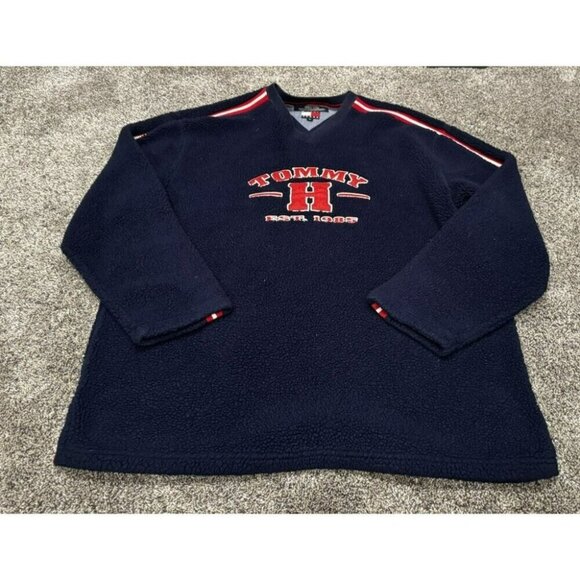 Vintsge Tommy Hilfiger Oversized Pullover Sherpa Blue XL EUC - Picture 1 of 5